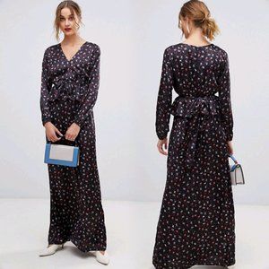 Lost Ink ASOS Black Maxi Dress Floral Ditsy Print
